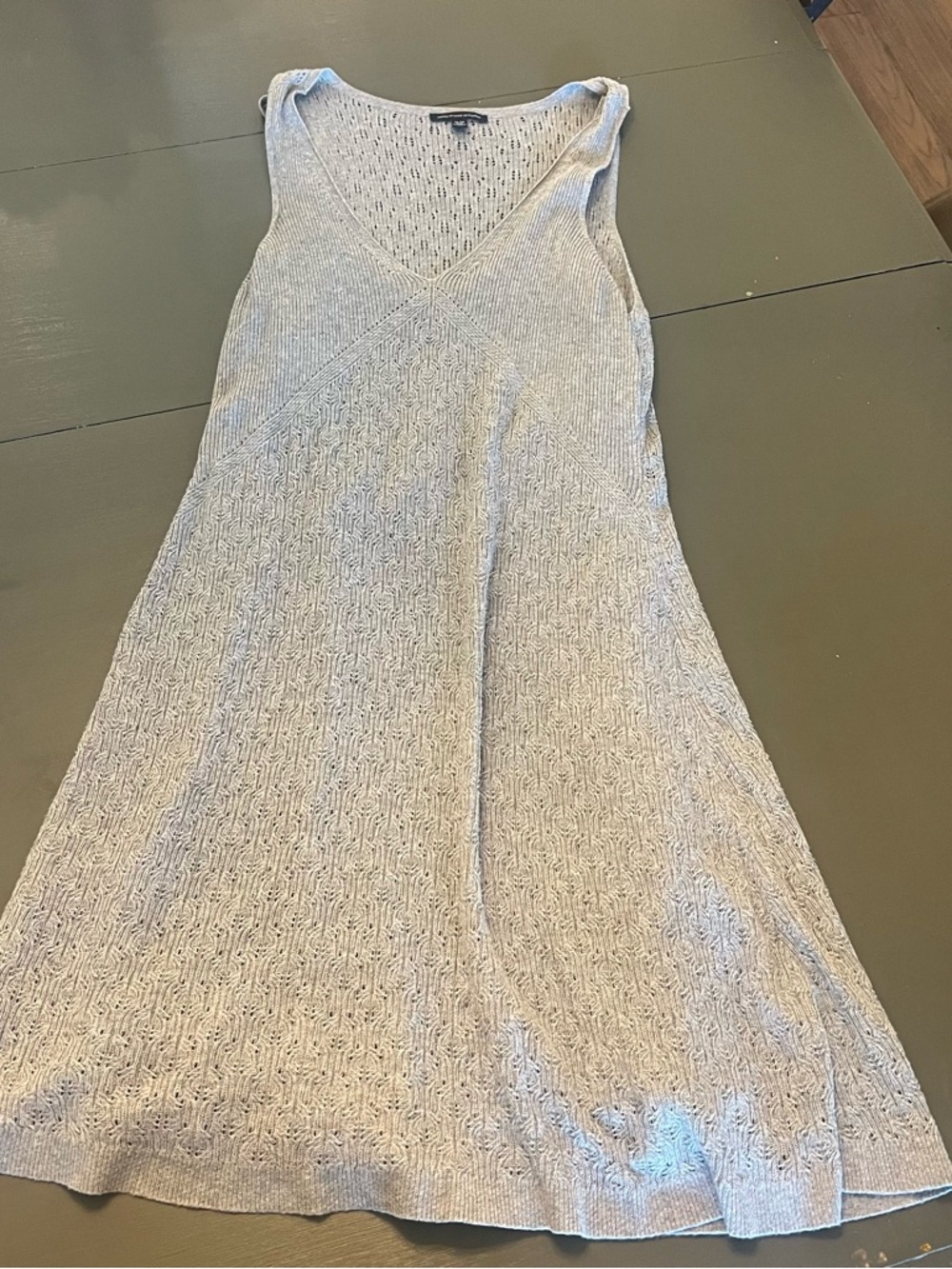 American Eagle Outfitters Light Gray Knit V-Neck Dress